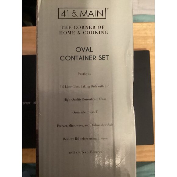 Oval Glass Baking Dish Container 41 & Main I.6 Liter 10 x 7 x 2 Inches*New Box - Picture 3 of 4